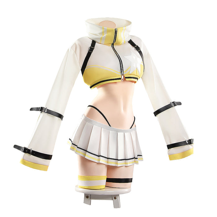 【Size S-2XL】DokiDoki-R Game Cosplay Costume White Yellow Sweatshirt Skirt Outfit