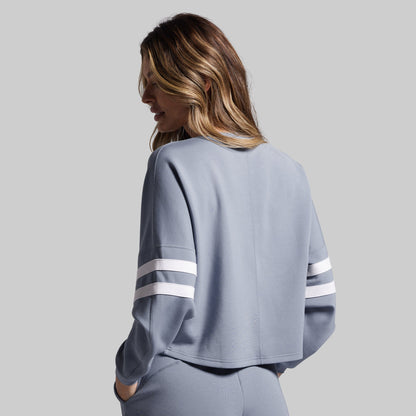 Lounge Lux Varsity Cropped Pullover (Nickel)