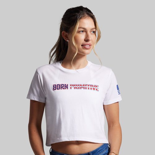 Stars and Stripes Crop Tee (White)