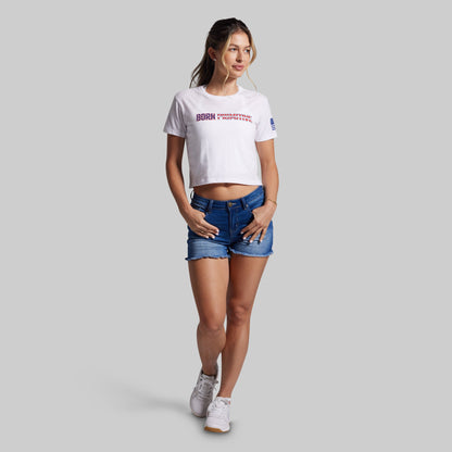 Stars and Stripes Crop Tee (White)