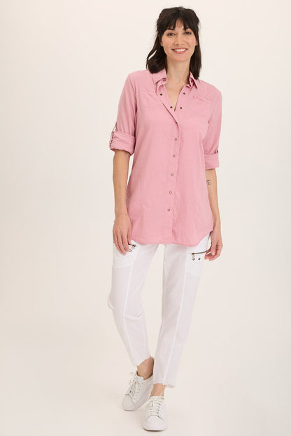 Reporter Soft Voile Button-Down Blouse