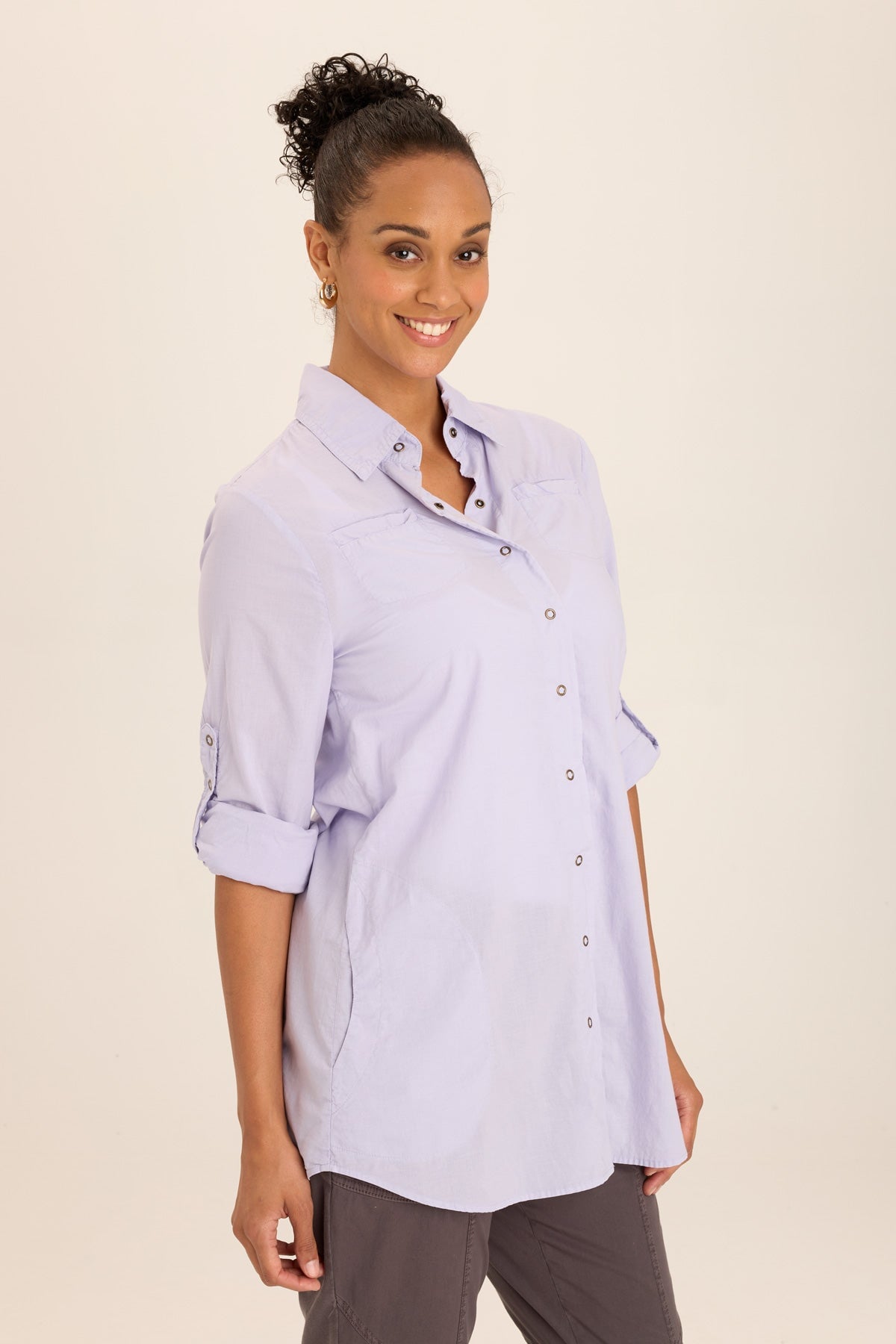 Reporter Soft Voile Button-Down Blouse