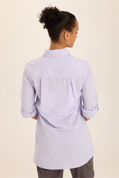 Reporter Soft Voile Button-Down Blouse