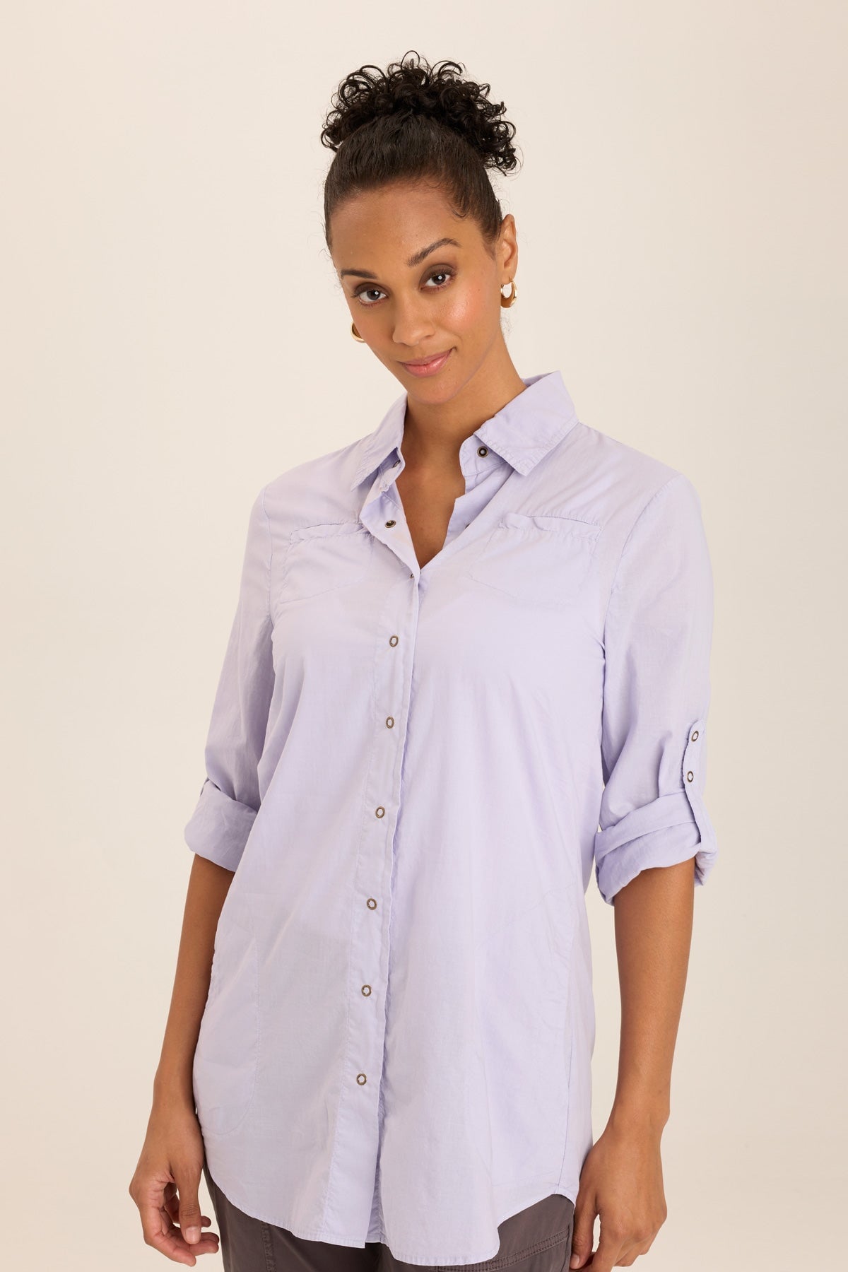 Reporter Soft Voile Button-Down Blouse