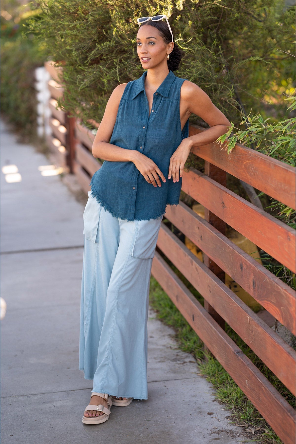 Otto Gauze Button-Up Top