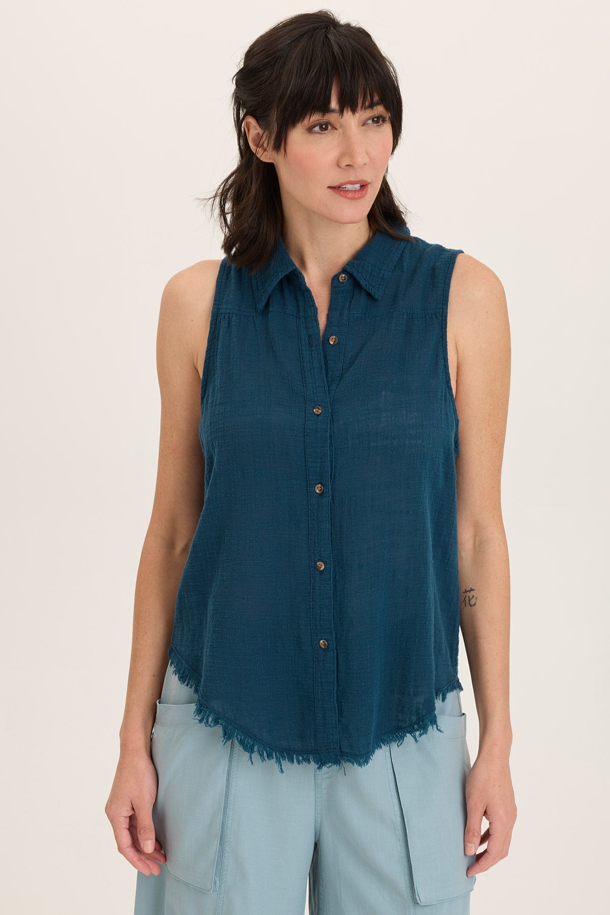 Otto Gauze Button-Up Top
