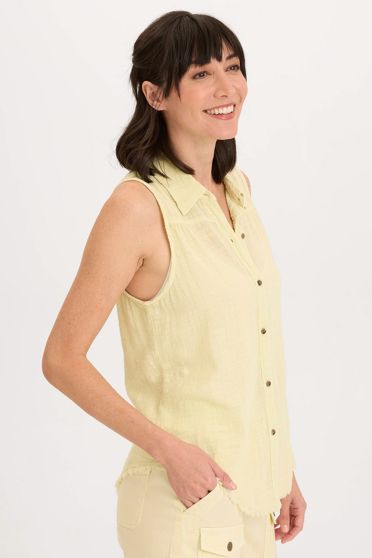 Otto Gauze Button-Up Top