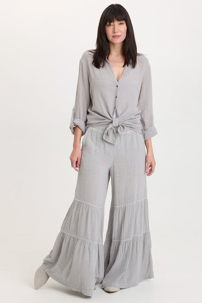 Lando Gauze Tiered-Bottom Pant
