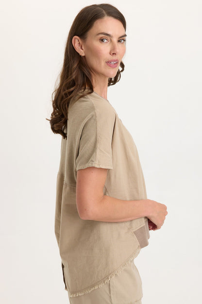 Clara Cotton Linen V-Neck Top