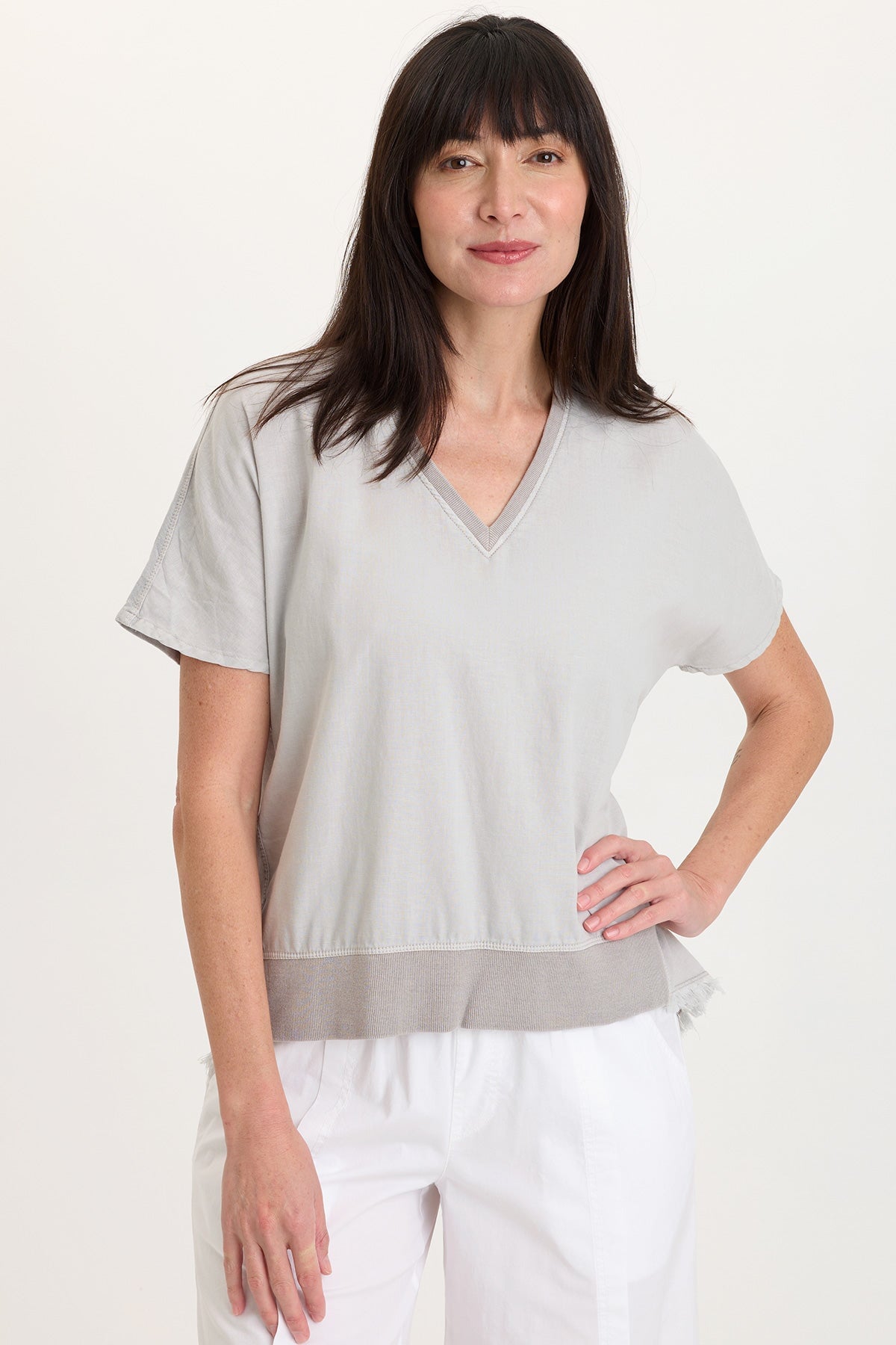 Clara Cotton Linen V-Neck Top