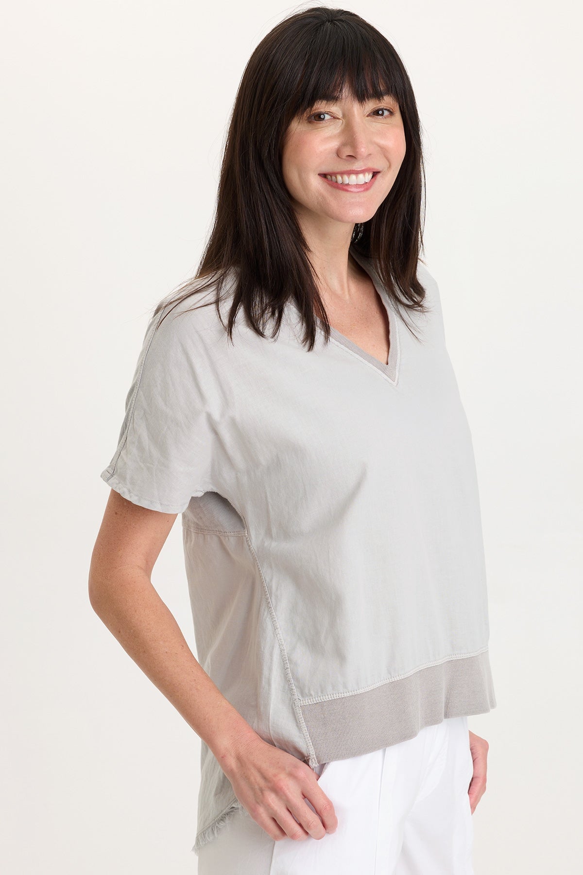 Clara Cotton Linen V-Neck Top