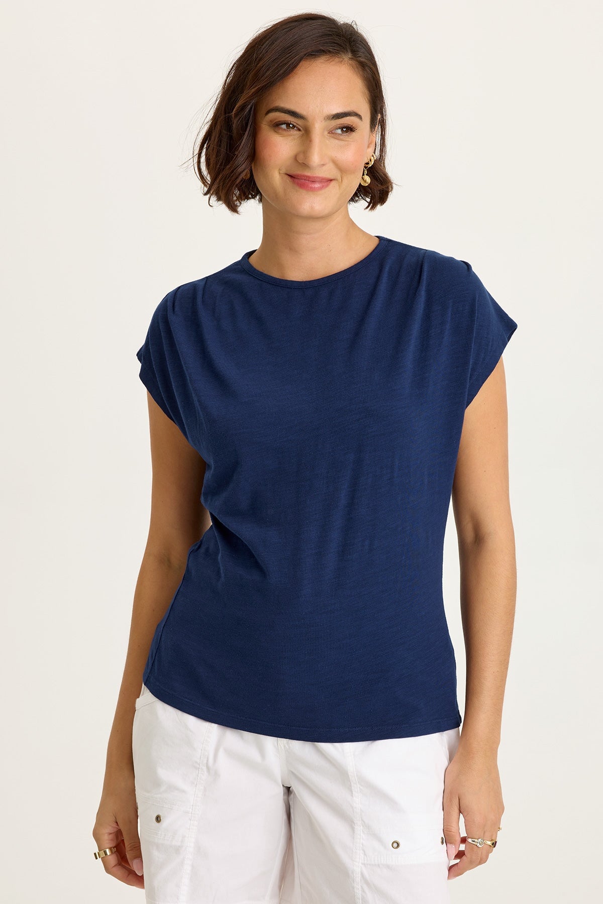 Arwen Soft Jersey Mock Neck Tee