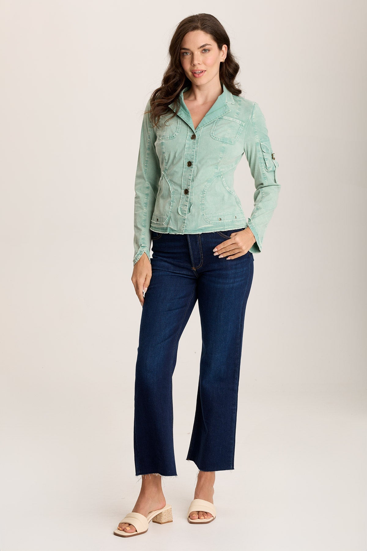 Munir Three-Button Jacket with Lapel Collar