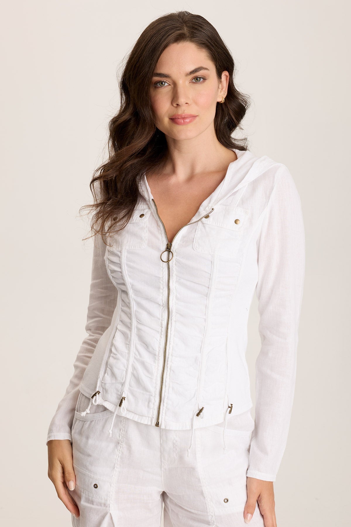 Balvino Linen Ruched Cord Jacket