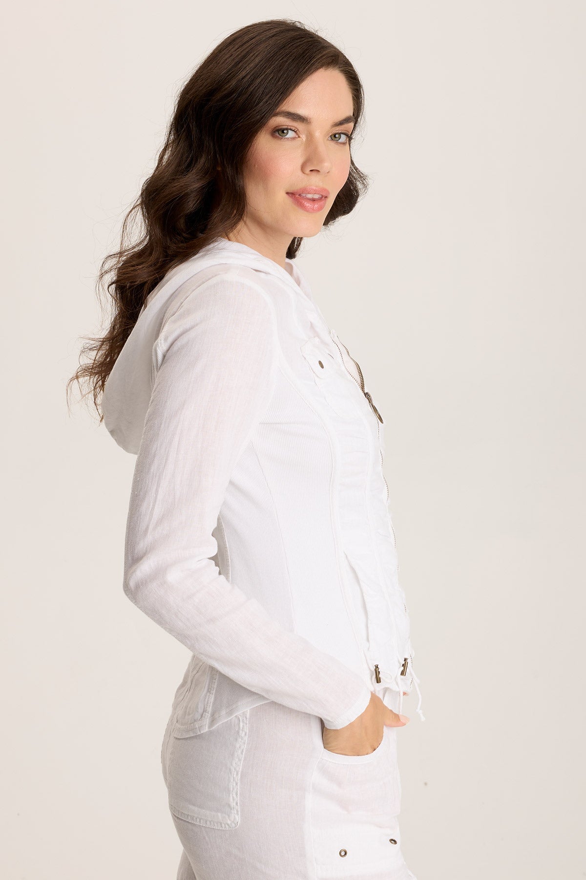 Balvino Linen Ruched Cord Jacket