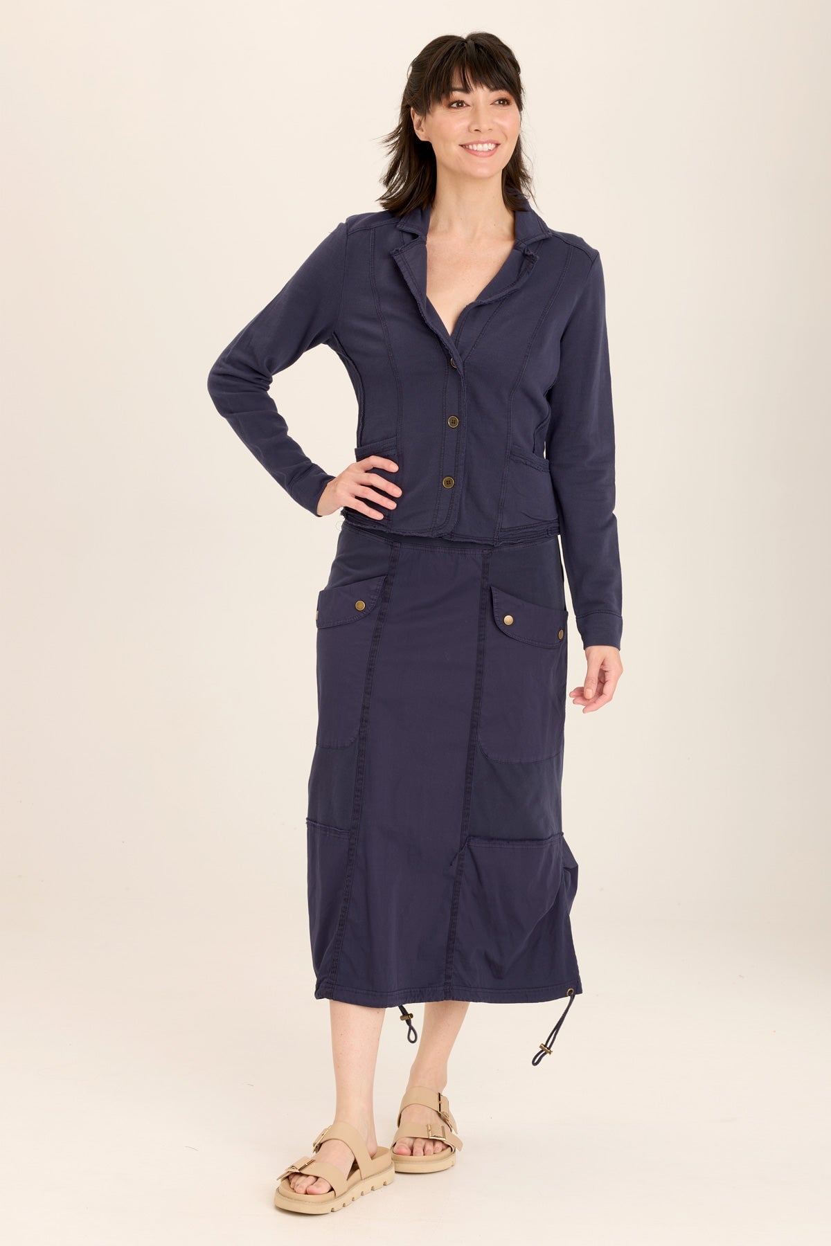 Damia Terry Three-Button Casual Blazer