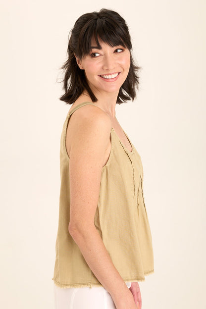 Shawnie Linen Billowy Pintuck Tank