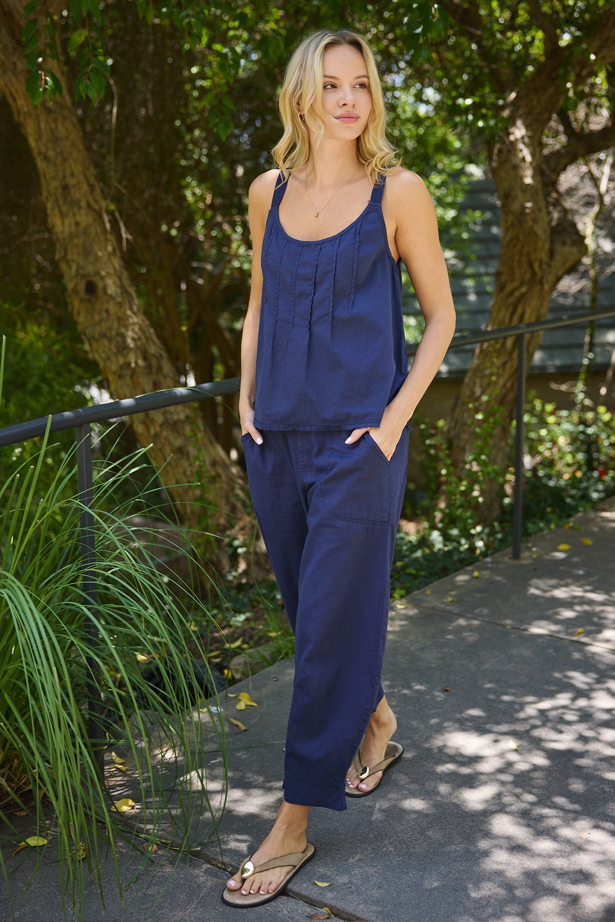 Shawnie Linen Billowy Pintuck Tank