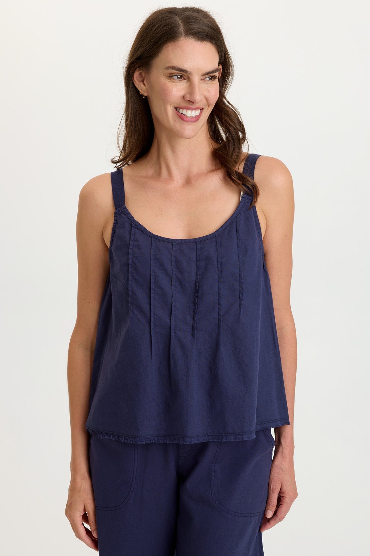Shawnie Linen Billowy Pintuck Tank