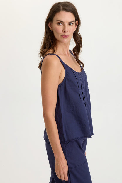 Shawnie Linen Billowy Pintuck Tank