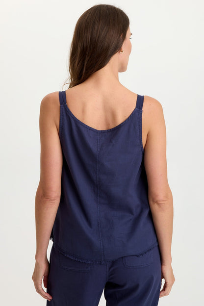 Shawnie Linen Billowy Pintuck Tank