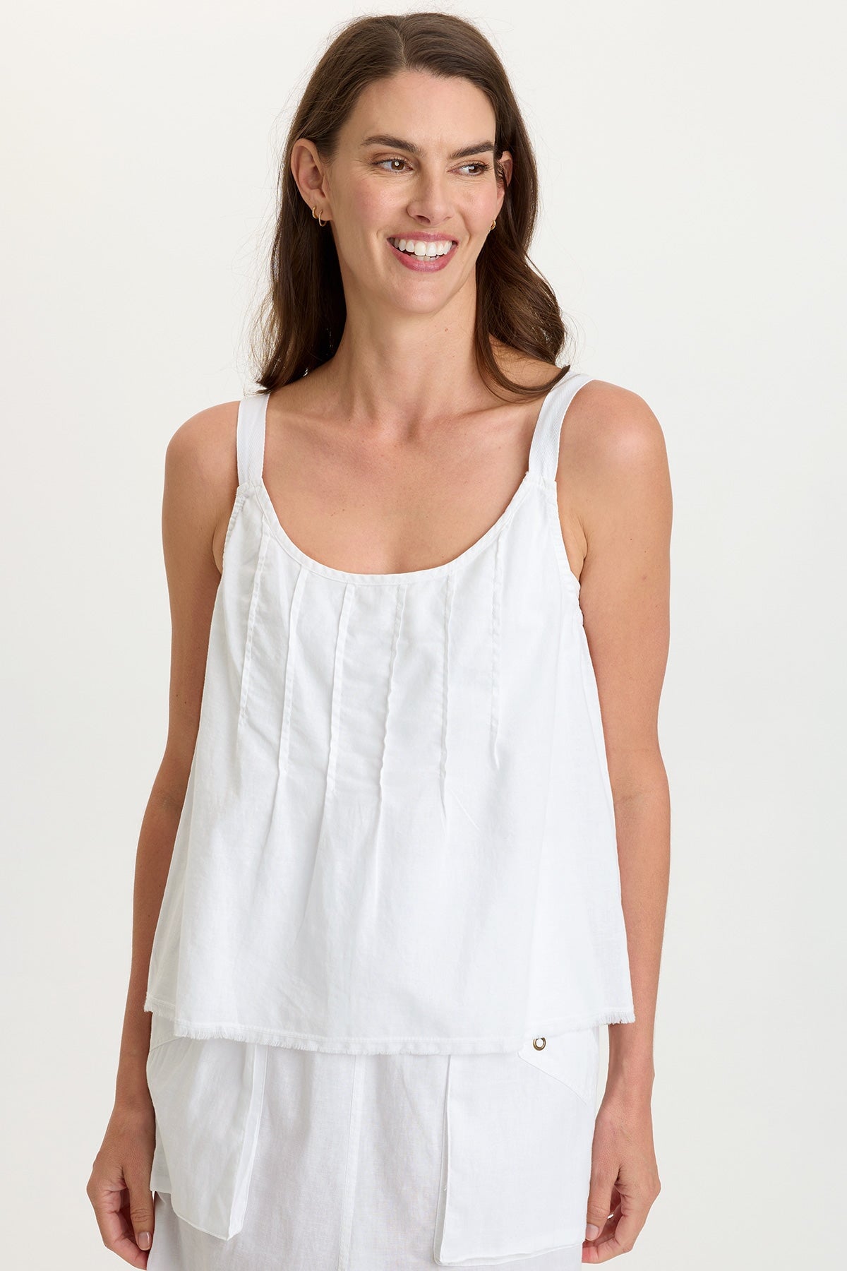 Shawnie Linen Billowy Pintuck Tank
