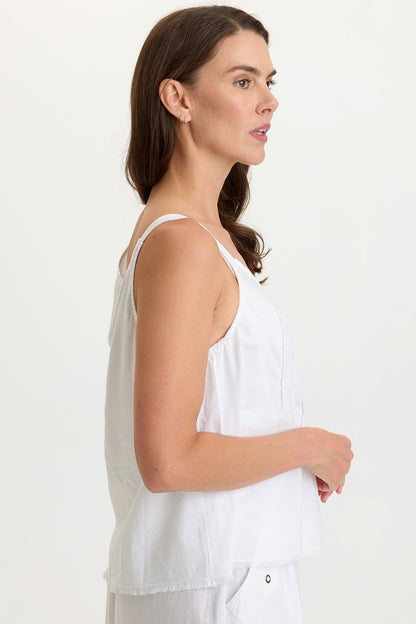 Shawnie Linen Billowy Pintuck Tank