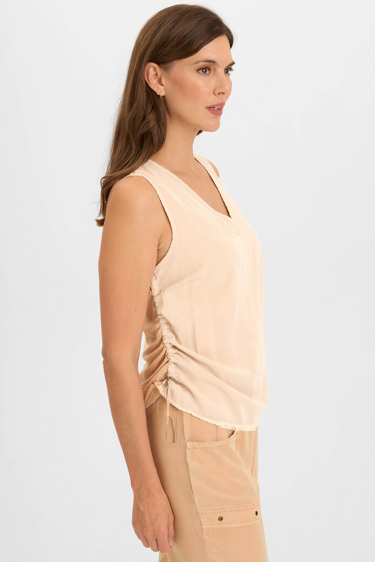 Ileana Cinched Soft Twill V-Neck Tank