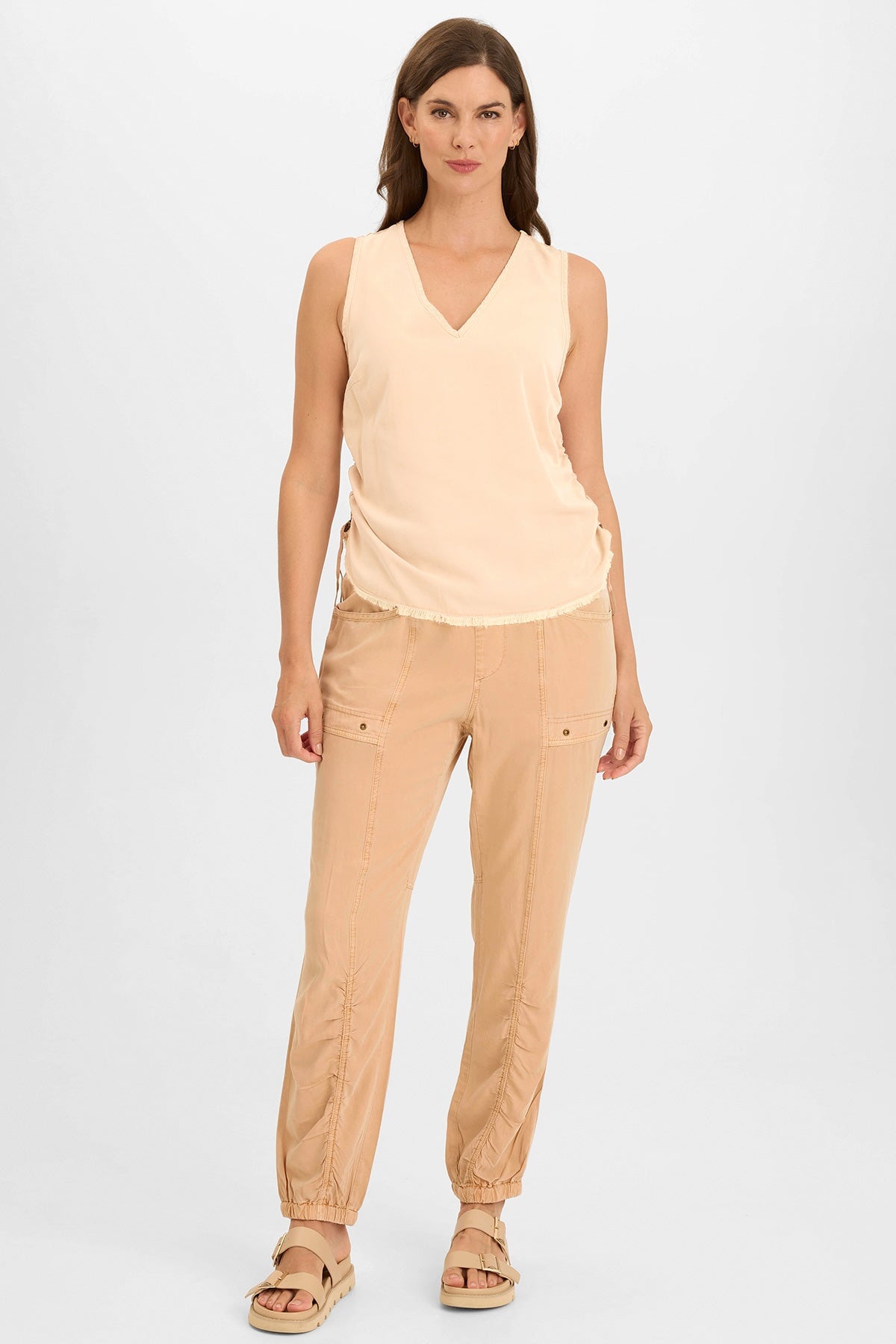 Ileana Cinched Soft Twill V-Neck Tank