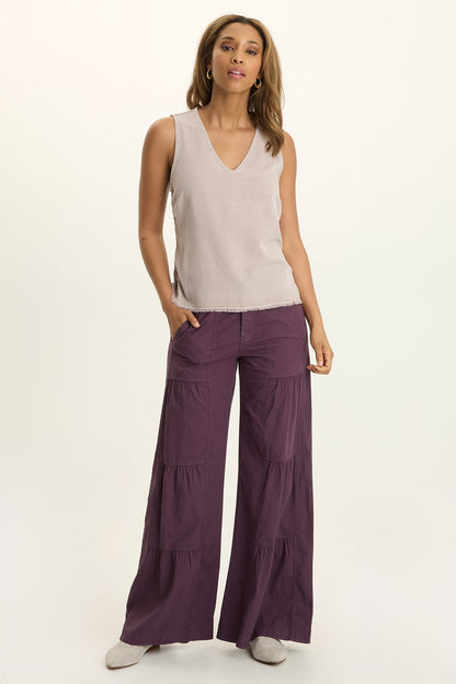 Ileana Cinched Soft Twill V-Neck Tank