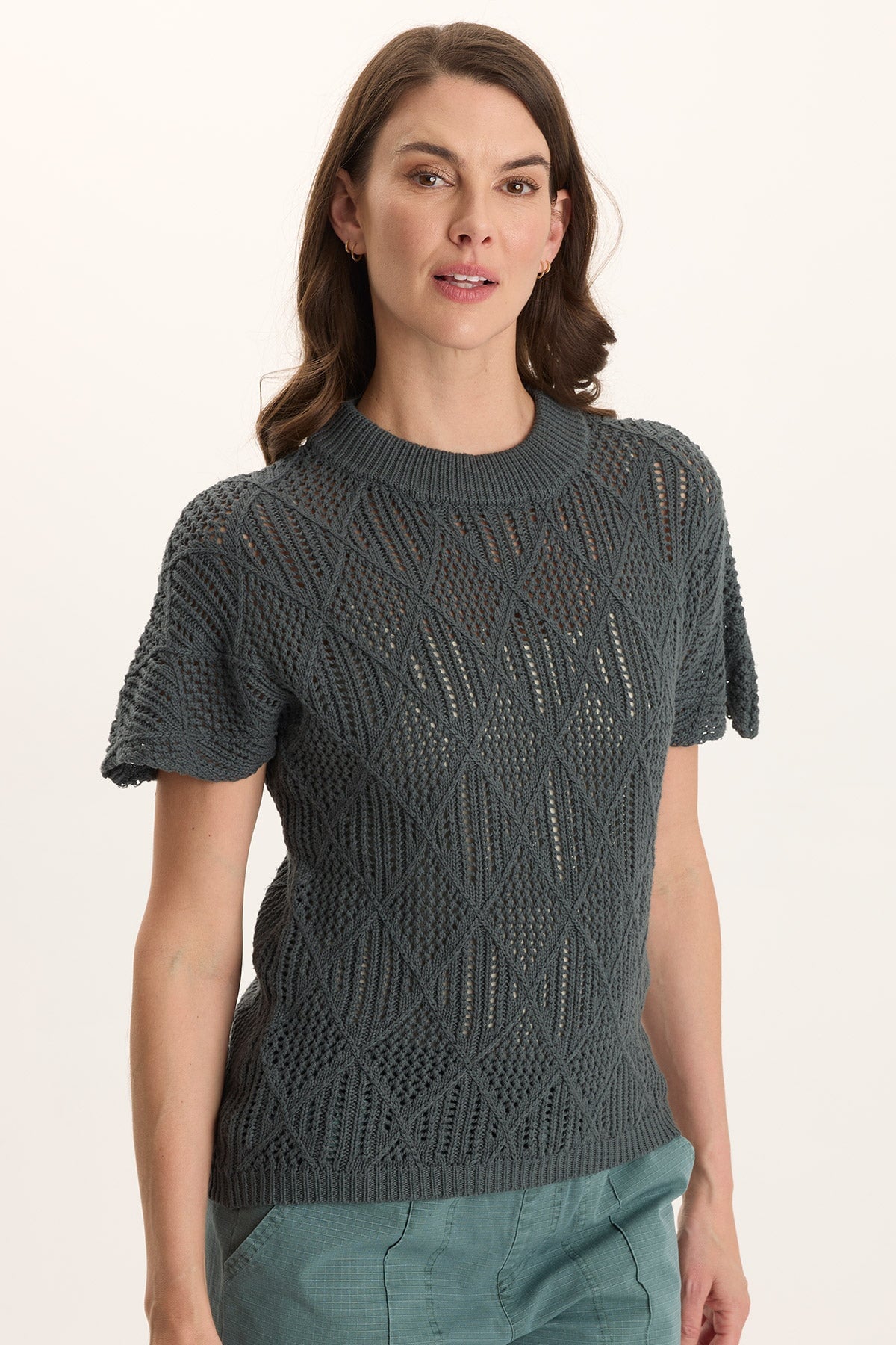 Copeland Cotton Knit Short-Sleeve Mock Neck Top