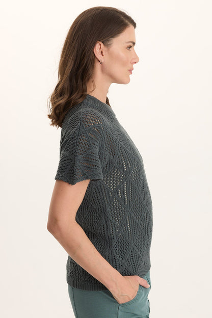 Copeland Cotton Knit Short-Sleeve Mock Neck Top