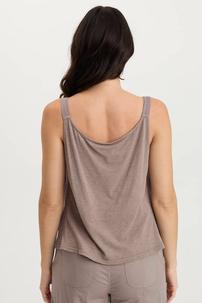 Hedley Gauze/Jersey Box Pleat Tank