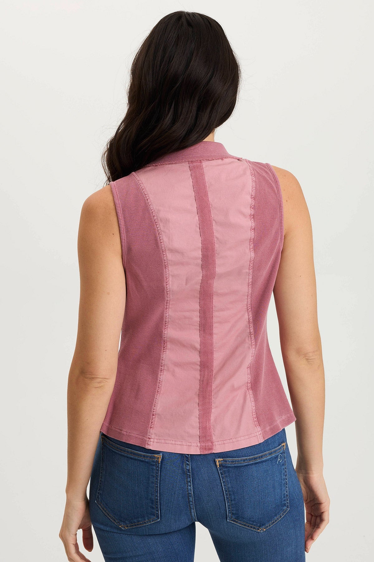 Shelton Poplin/Ribbed Zipper Pocket Vest