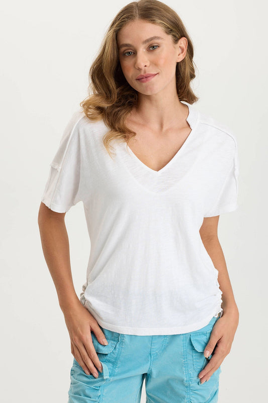 Siwa Jersey Split-Collar V-Neck Tee
