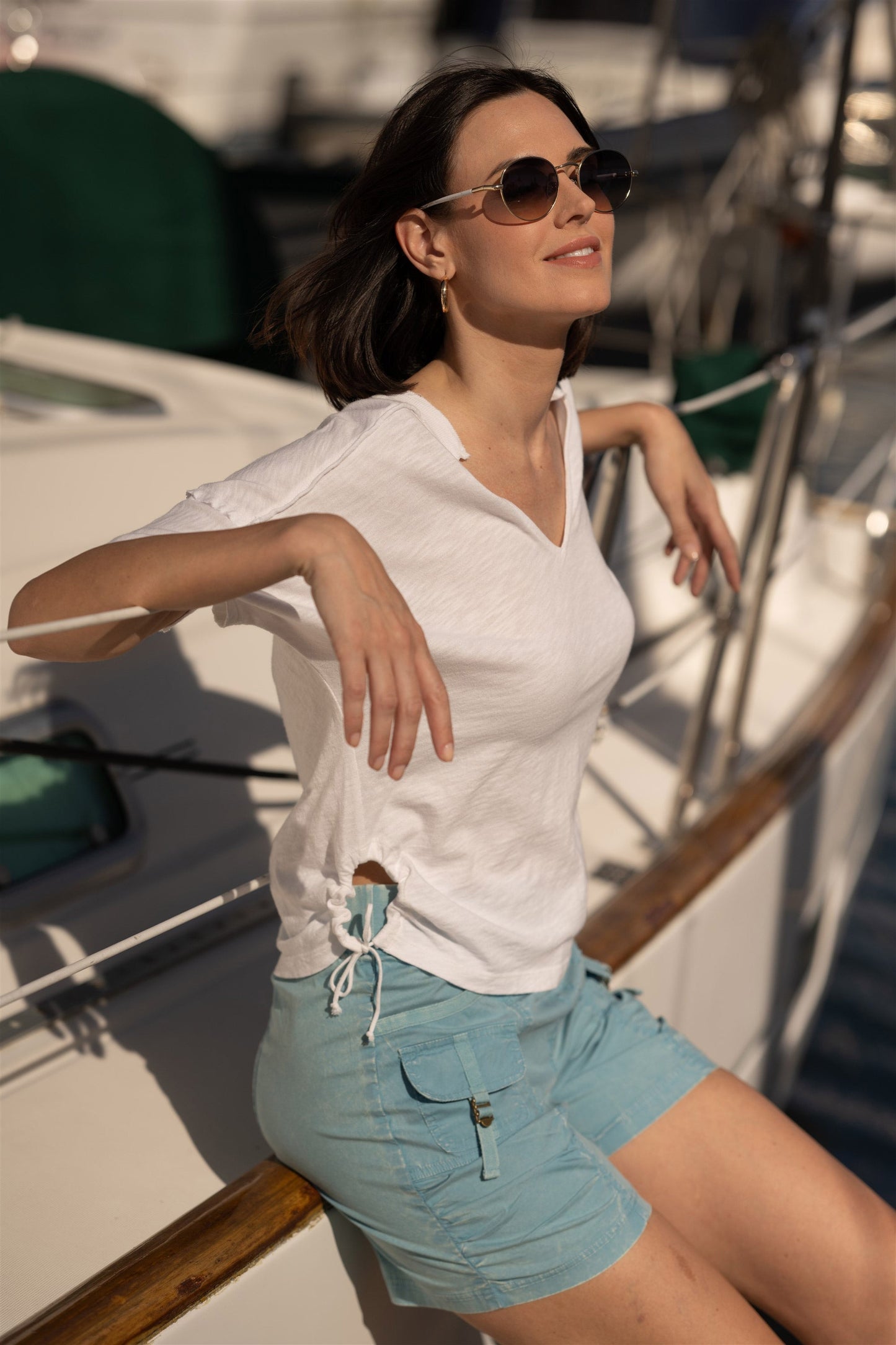 Siwa Jersey Split-Collar V-Neck Tee
