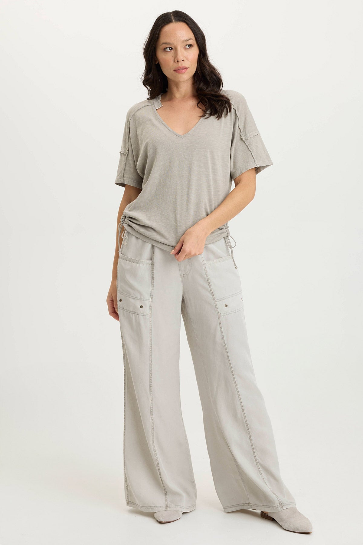 Siwa Jersey Split-Collar V-Neck Tee