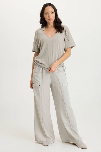 Siwa Jersey Split-Collar V-Neck Tee