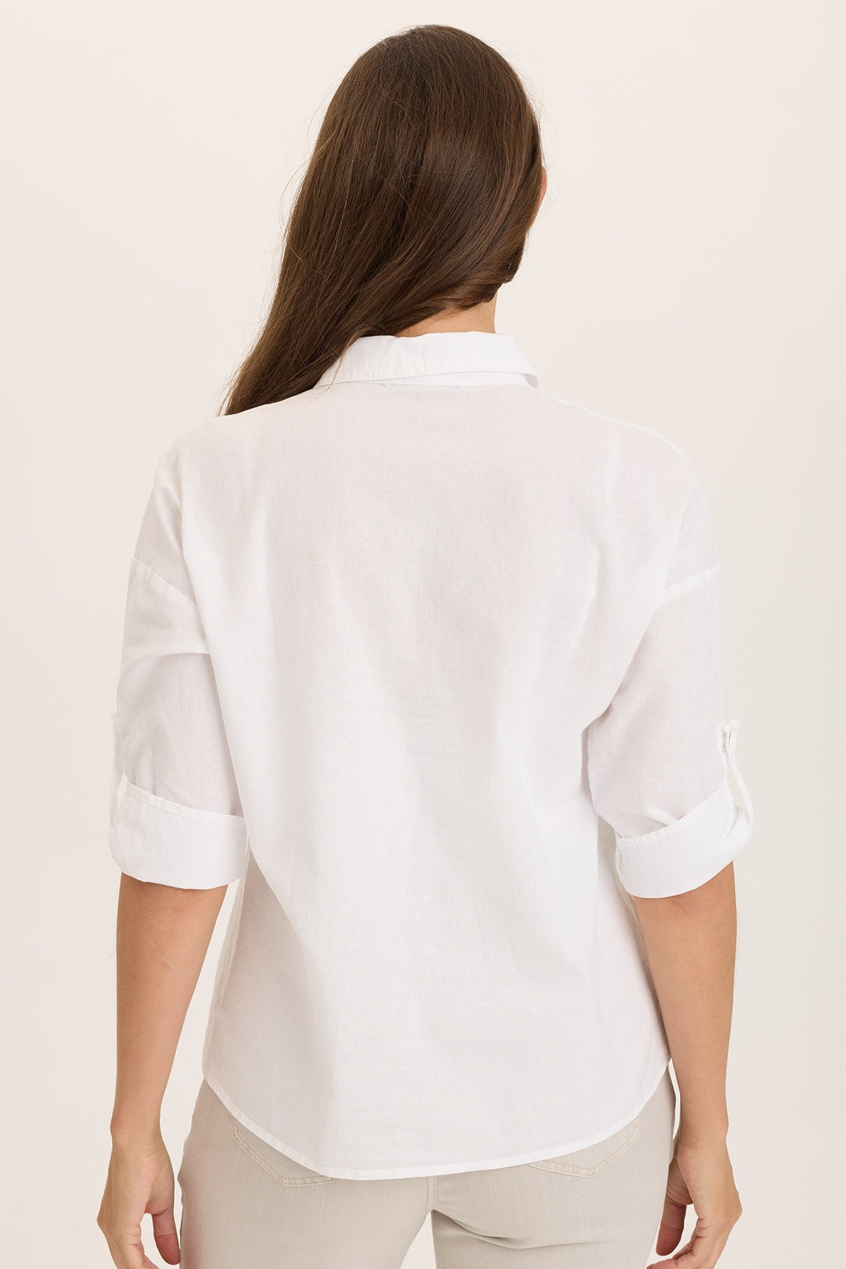 Carrie Linen 3/4-Sleeve Button-Up
