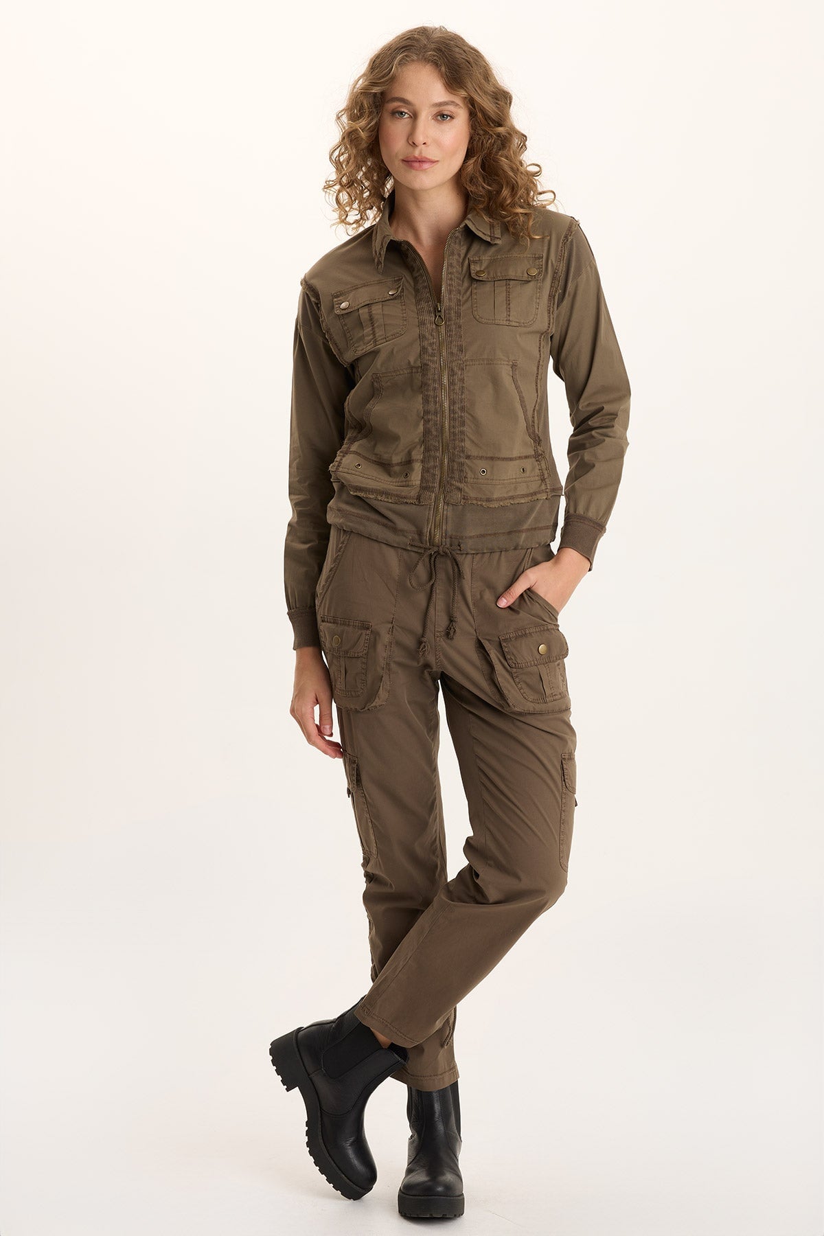 Keon Adjustable Cord Slim Leg Cargo Pant
