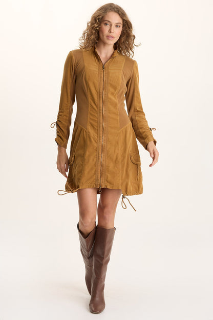 Anu Corduroy/Jersey Cinched Jacket-Dress