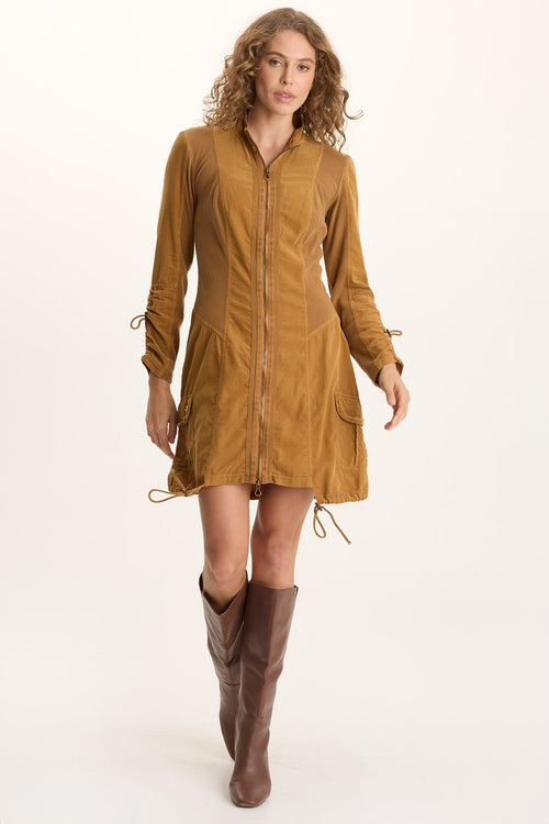 Anu Corduroy/Jersey Cinched Jacket-Dress