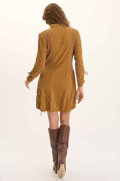 Anu Corduroy/Jersey Cinched Jacket-Dress