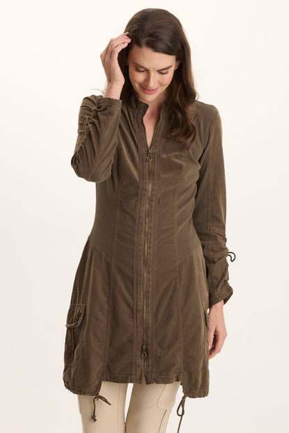 Anu Corduroy/Jersey Cinched Jacket-Dress