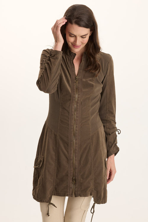 Anu Corduroy/Jersey Cinched Jacket-Dress