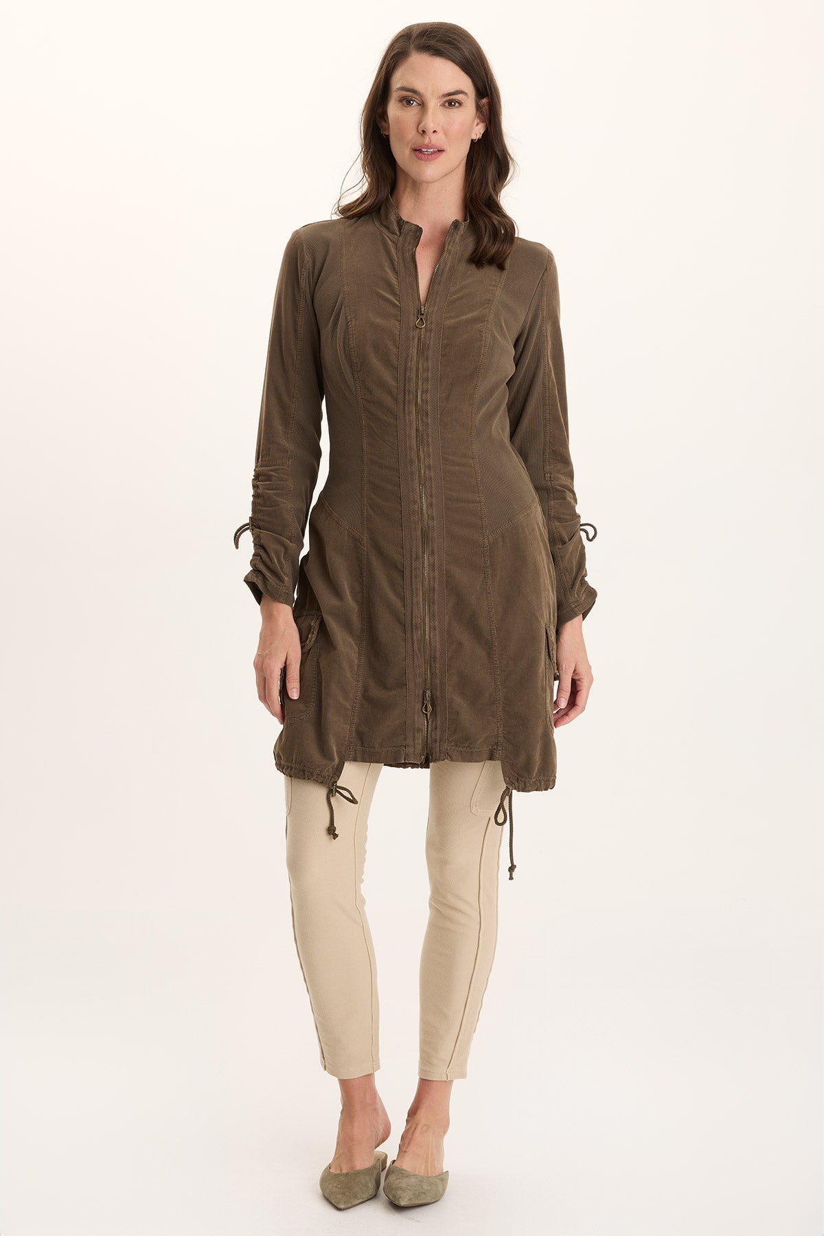 Anu Corduroy/Jersey Cinched Jacket-Dress