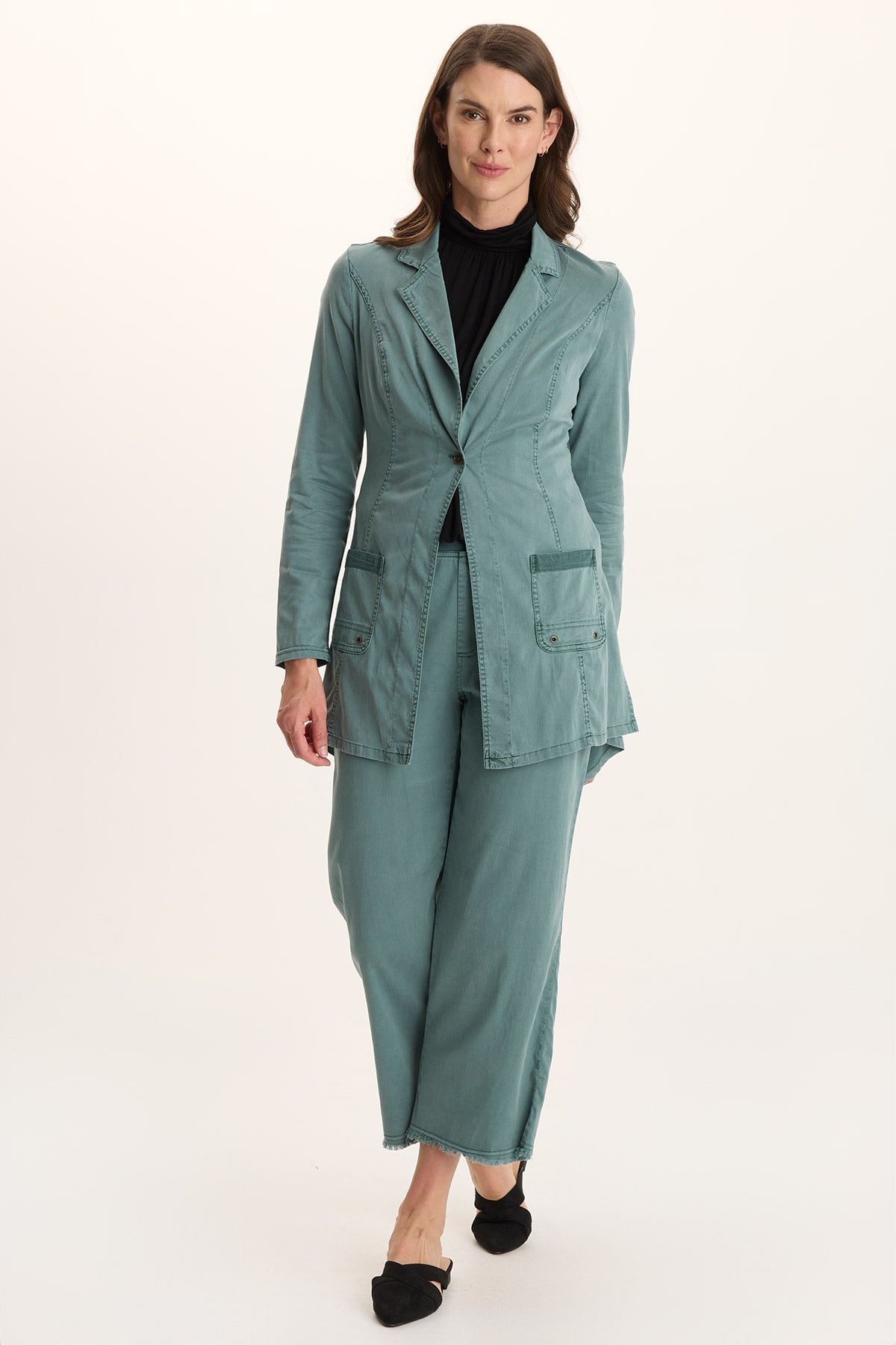 Daga Tencel Flared Leg Pull-On Crop Pant
