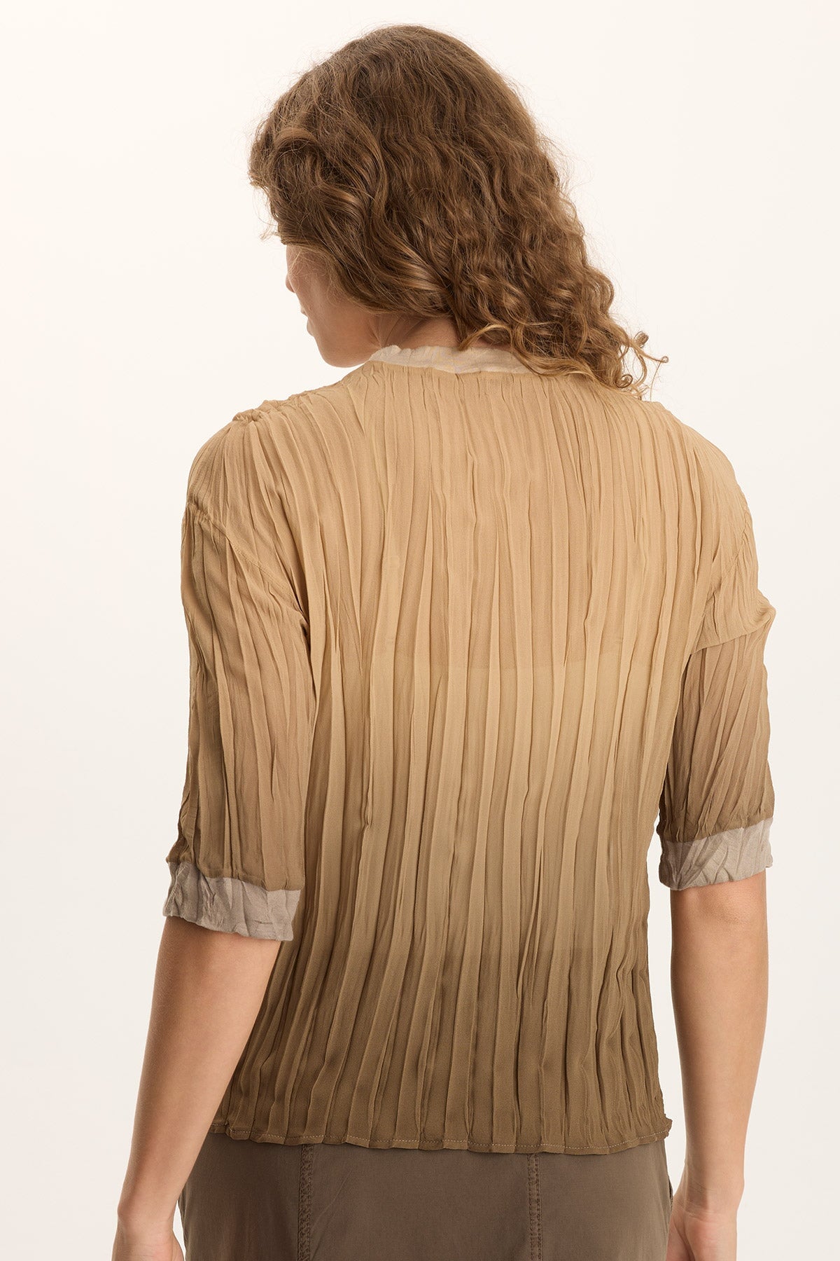 Cason Crinkle Pleat 3/4-Sleeve Top