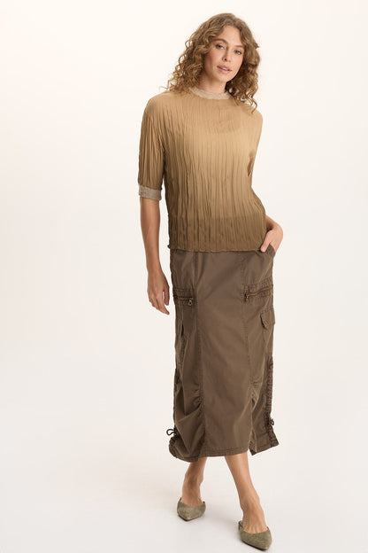 Shea Ruched Detail Cargo Midi Skirt