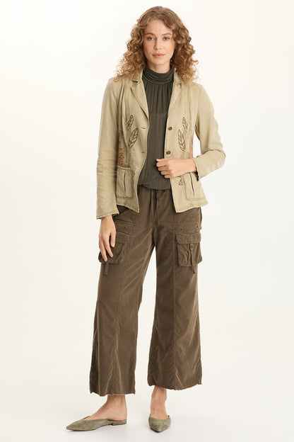 Heta Corduroy Wide-Leg Drawstring Cargo Pant
